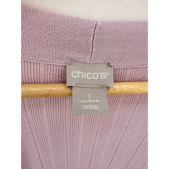 Chico’s Womens Open Front Cardigan Sweater Purple Long Sleeve Size 1 - Picture 15 of 17